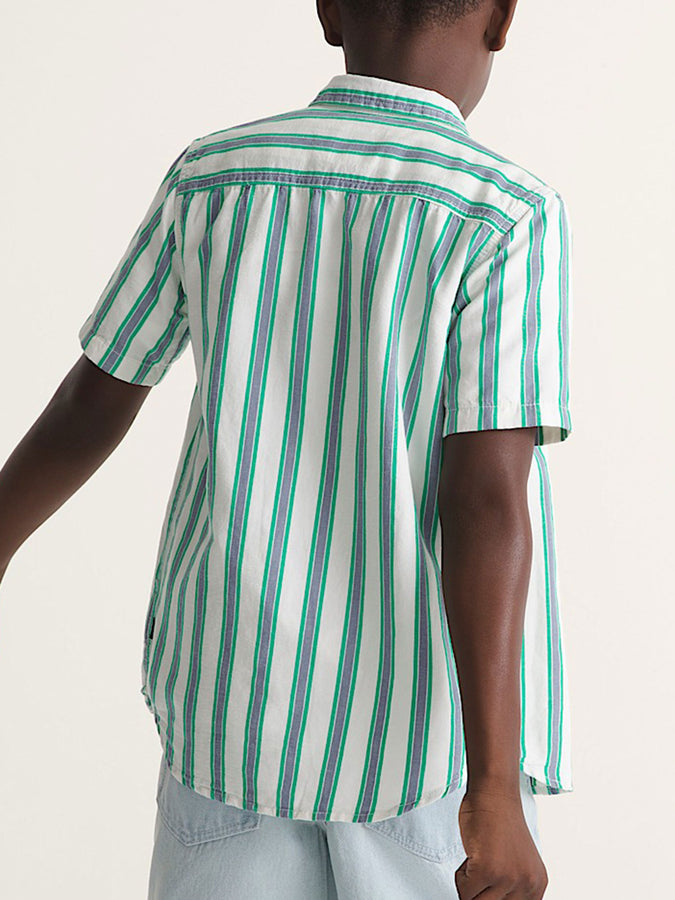 Vans Lawson Stripe Short Sleeve Buttondown Shirt Spring 2026 | WHITE-VIVID VERDANT (GCP)