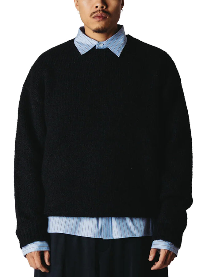 Woodbird Kurt Mohairy Crewneck Sweater Fall 2026 | BLACK