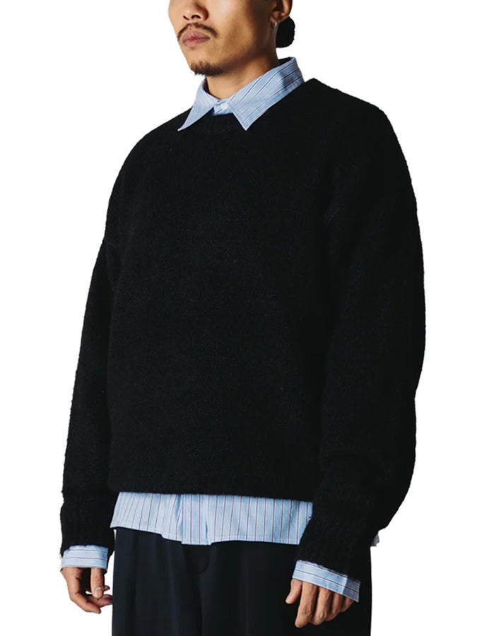 Woodbird Kurt Mohairy Crewneck Sweater Fall 2026 | BLACK