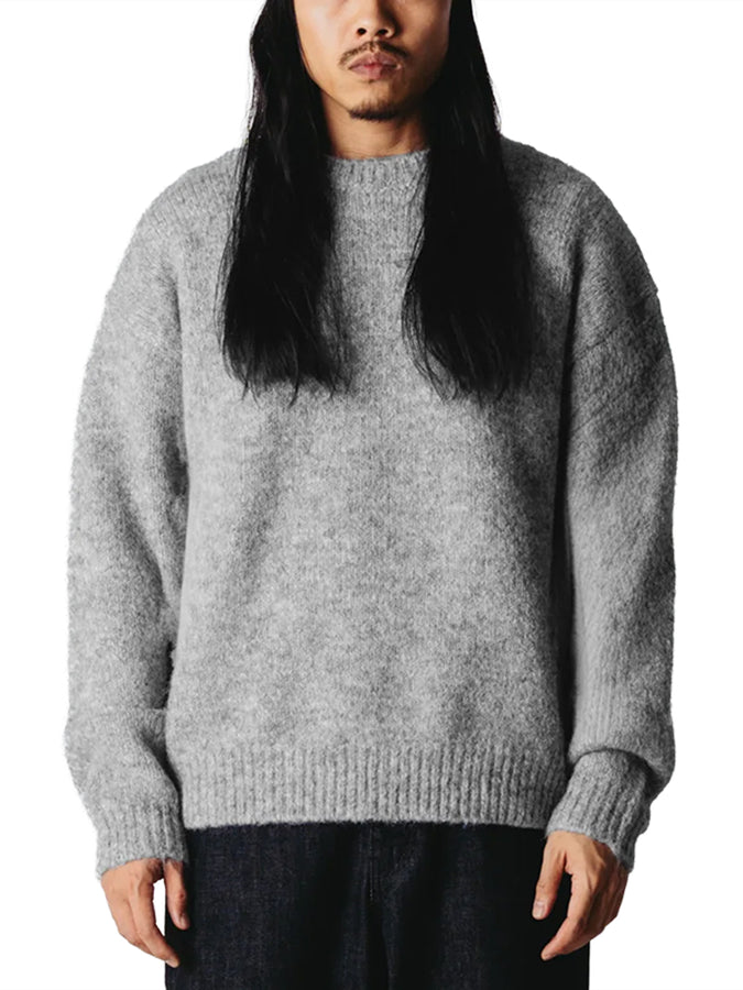 Woodbird Kurt Mohairy Crewneck Sweater Fall 2026 | DARK GREY MELANGE