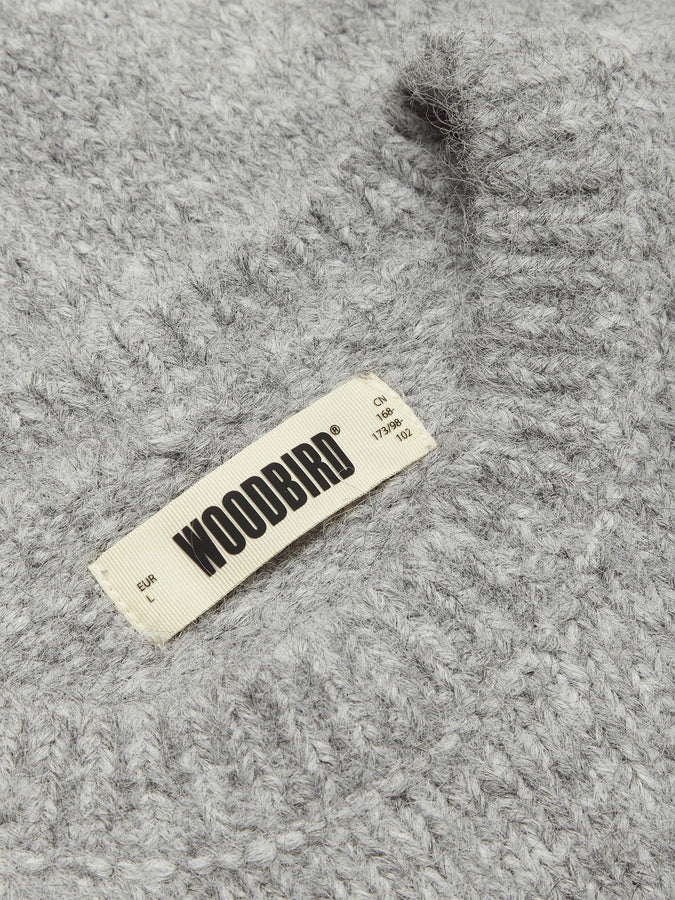 Woodbird Kurt Mohairy Crewneck Sweater Fall 2026 | DARK GREY MELANGE