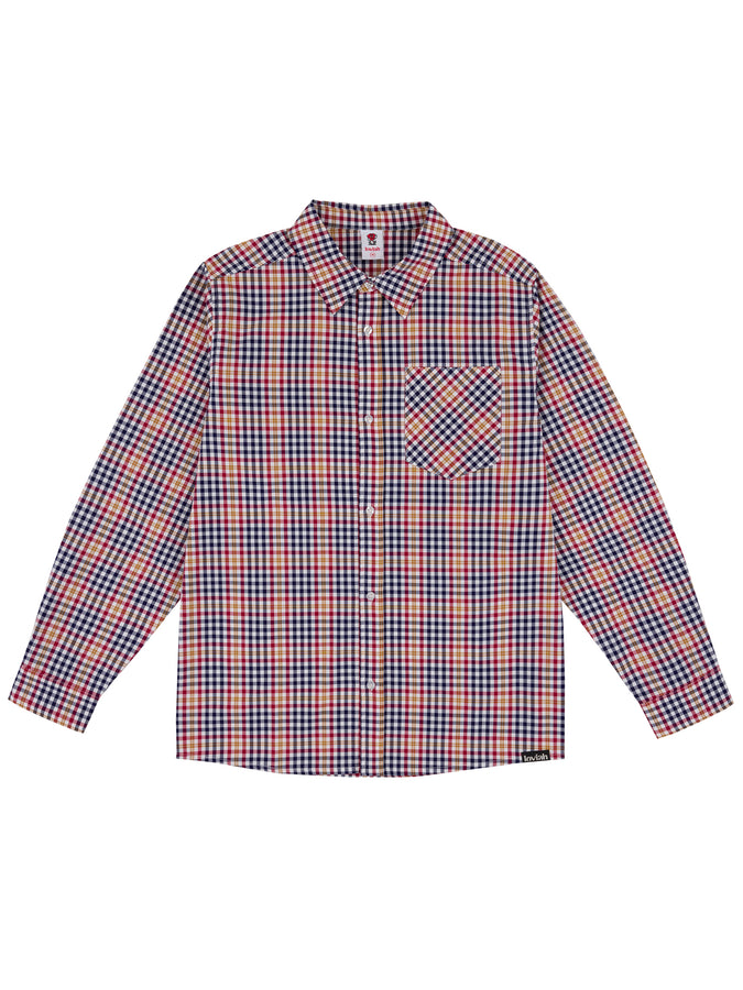Loviah Plaid Long Sleeve Buttondown Shirt Spring 2024 | NAVY/RED
