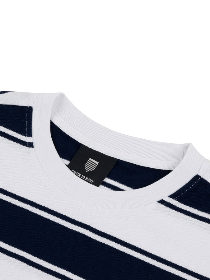 Chain To Bank Strife Stripe Elevated T-Shirt Fall 2027 | NAVY