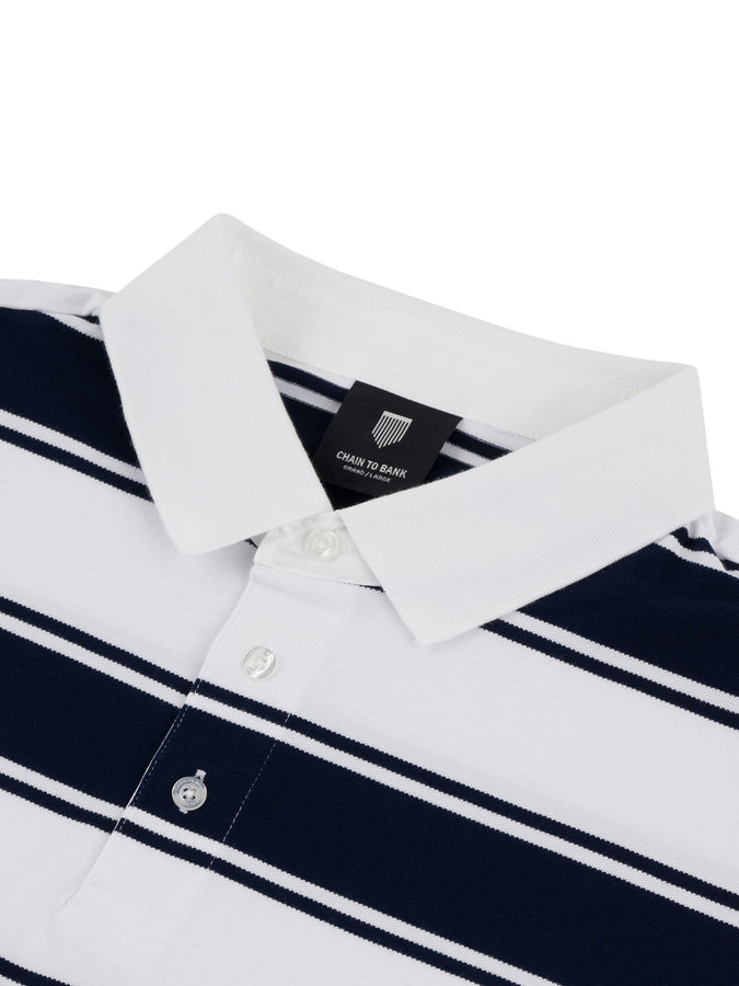 Chain To Bank Strife Stripe Long Sleeve Polo Fall 2026 | NAVY