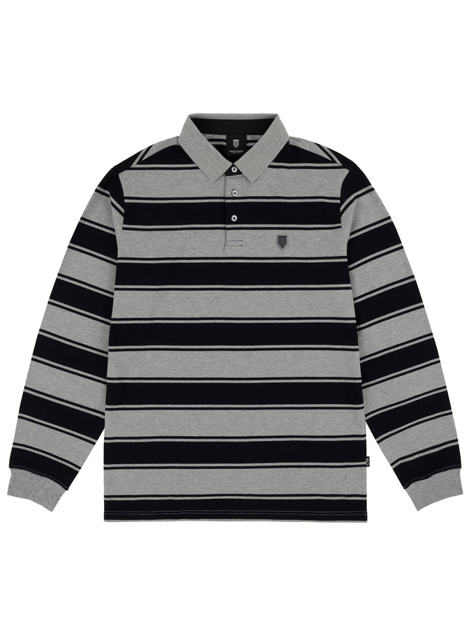 Chain To Bank Strife Stripe Long Sleeve Polo Fall 2025 | BLACK