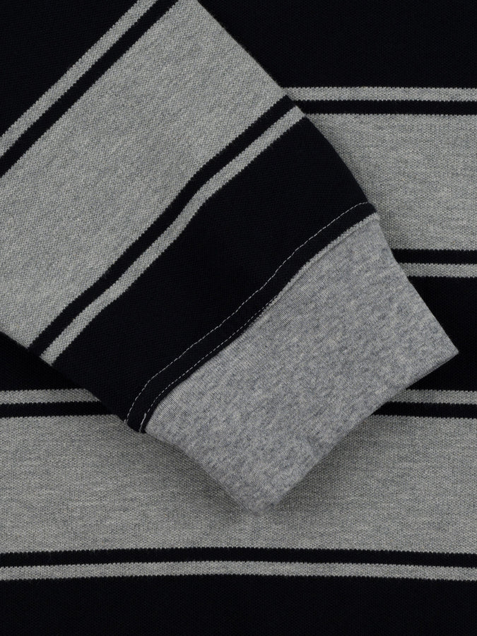 Chain To Bank Strife Stripe Long Sleeve Polo Fall 2025 | BLACK