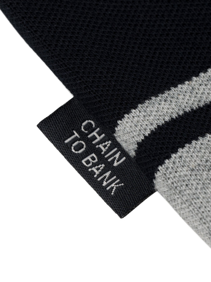 Chain To Bank Strife Stripe Long Sleeve Polo Fall 2025 | BLACK