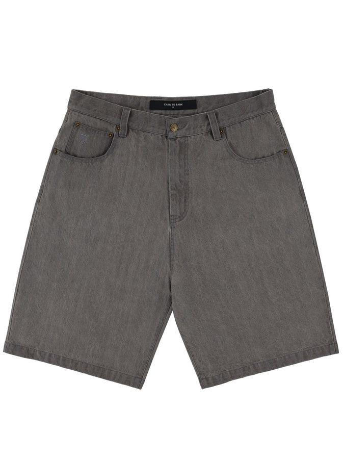 Chain To Bank Millions Baggy Fit Shorts Fall 2026 | FADED GREY DENIM