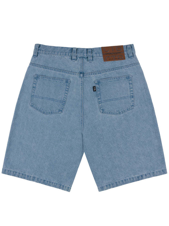 Chain To Bank Millions Baggy Fit Shorts Holiday 2025 | WASHED FADED INDIGO