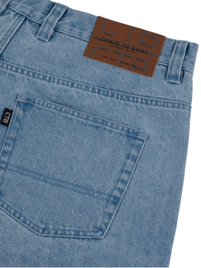 Chain To Bank Millions Baggy Fit Shorts Holiday 2025 | WASHED FADED INDIGO