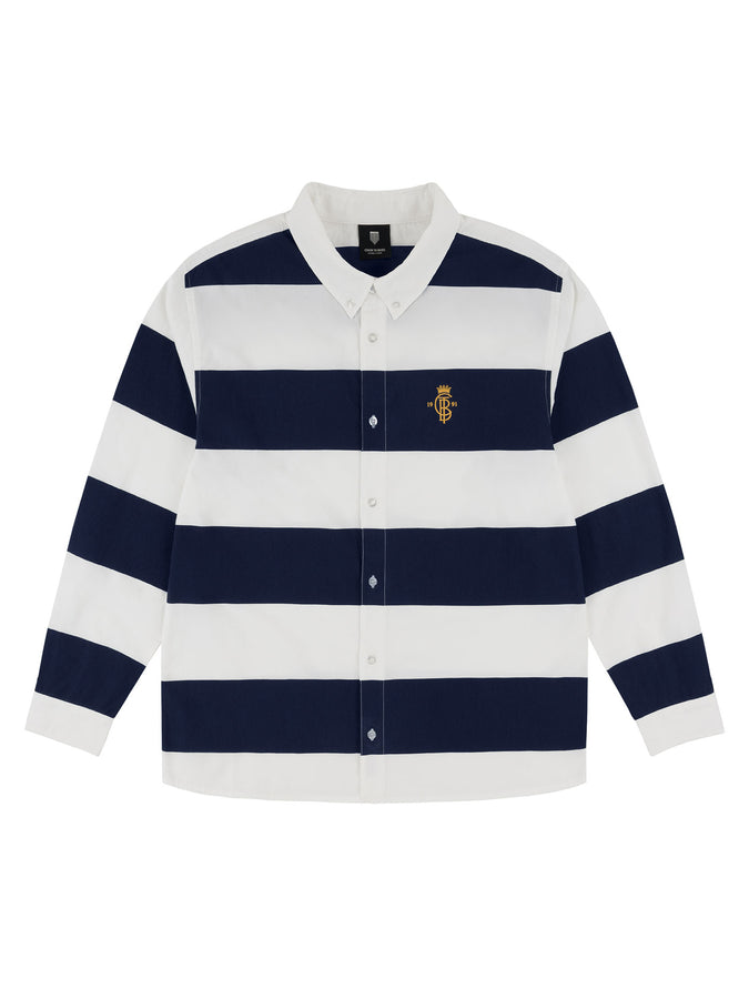 Chain To Bank Four Bars L/S Buttondown Shirt Holiday 2025 | NAVY/WHITE