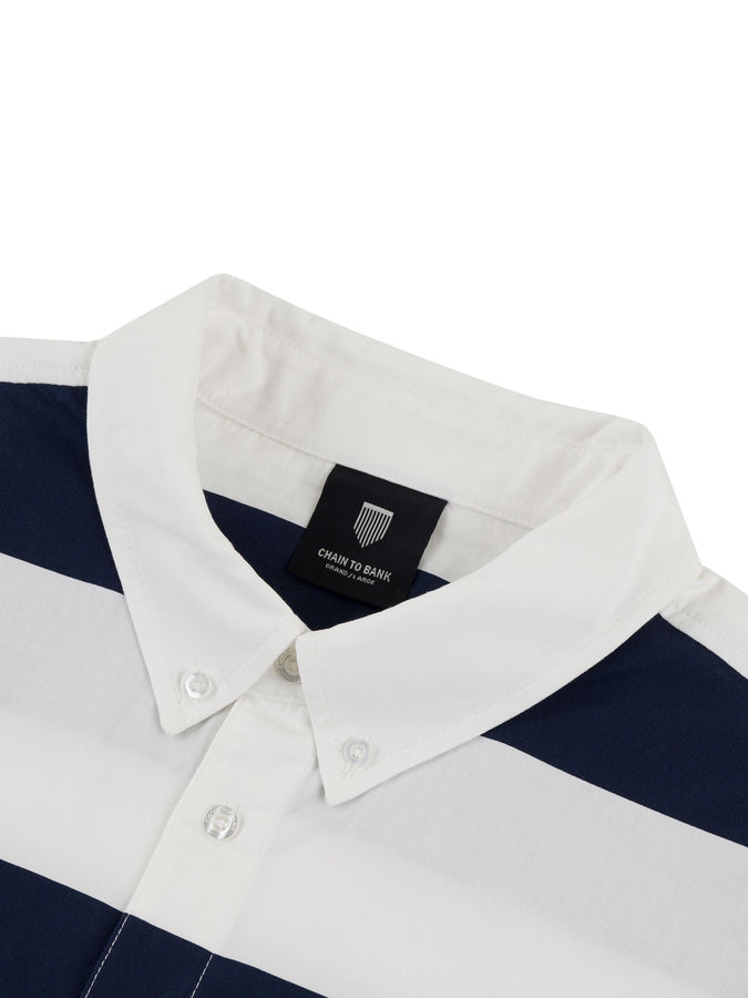 Chain To Bank Four Bars L/S Buttondown Shirt Holiday 2025 | NAVY/WHITE