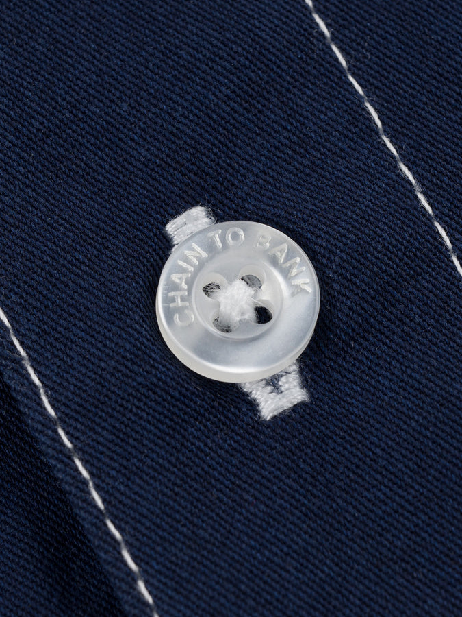 Chain To Bank Four Bars L/S Buttondown Shirt Holiday 2025 | NAVY/WHITE