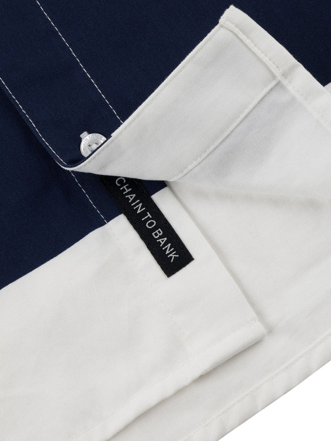 CTB Four Bars Long Sleeve Buttondown Shirt Fall 2026 | NAVY/WHITE