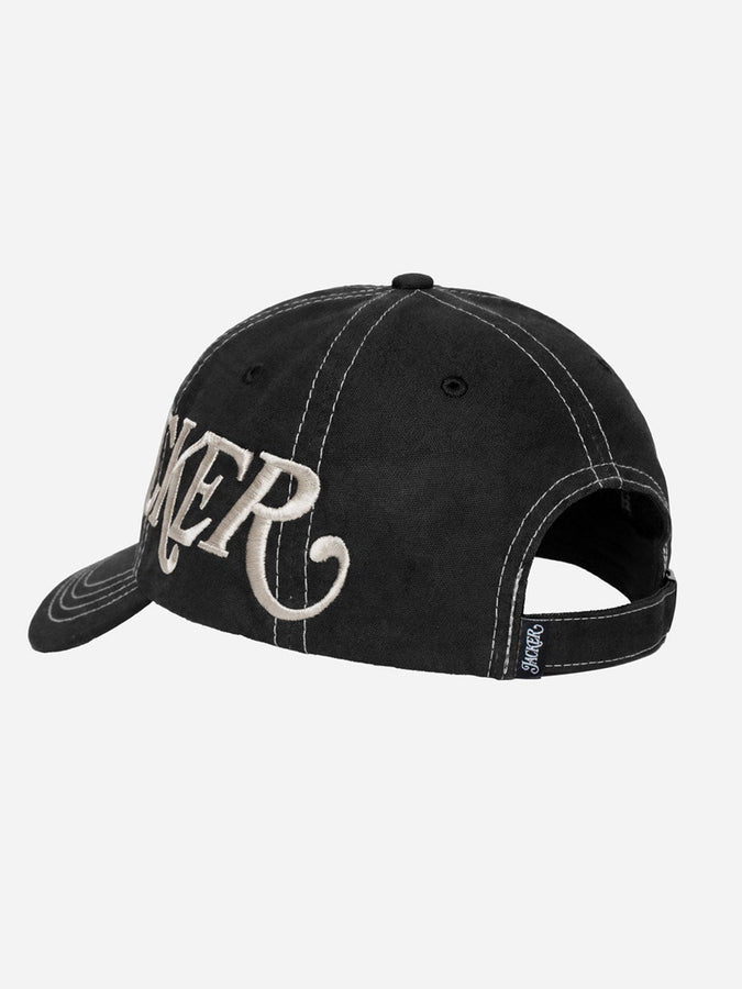 Jacker Logo Side Black Strapback Hat | BLACK