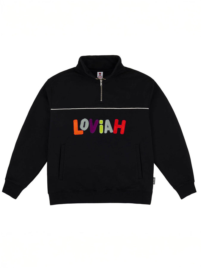 Loviah Mockneck Henley Sweater Fall 2025 | BLACK