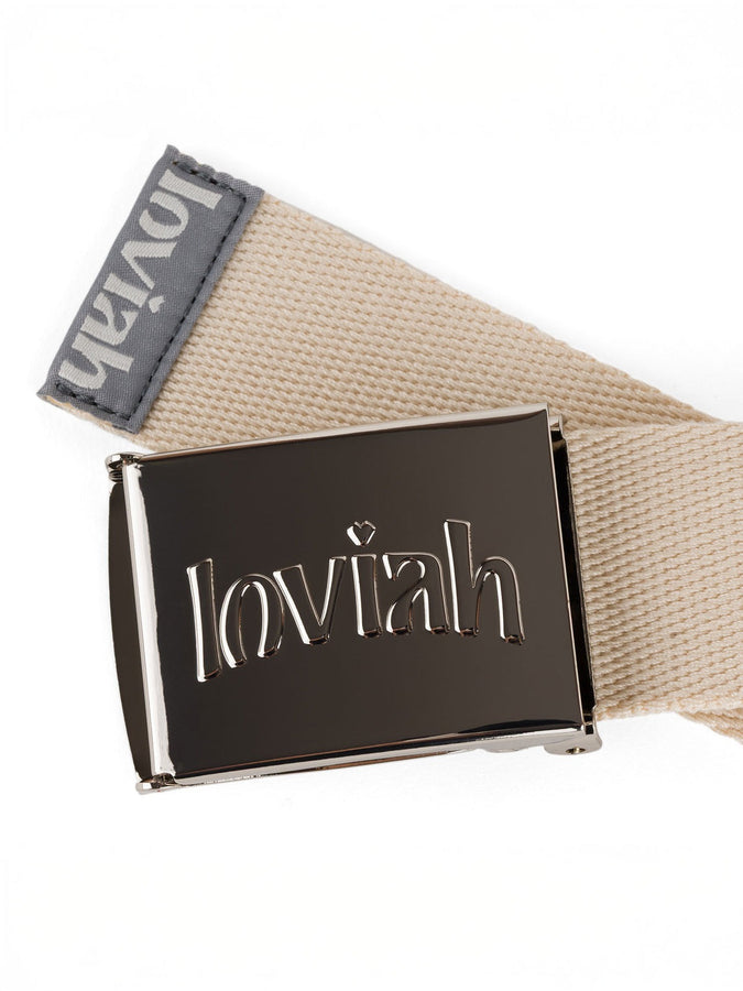 Loviah Chrome Webbing Belt | CREAM