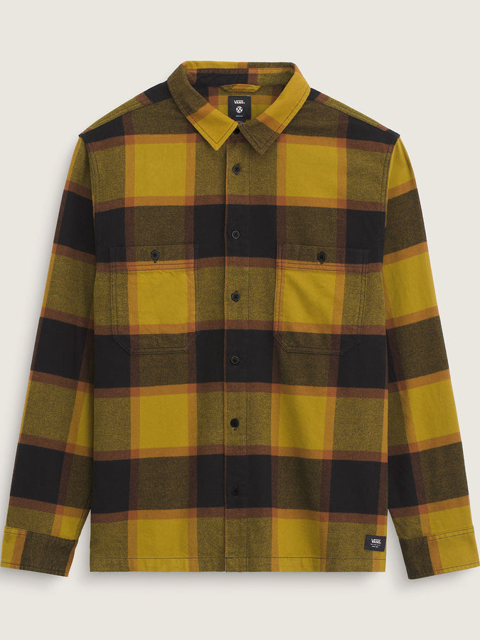 Vans Larkspur Plaid Flannel Longsleeve Buttondown Shirt Holiday 2025 | BURNT GOLD/BLACK (F0H)