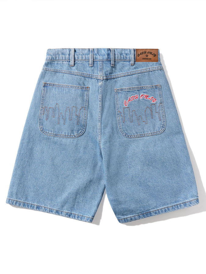 Cash Only Logo Denim Shorts Spring 2026 | WASHED INDIGO