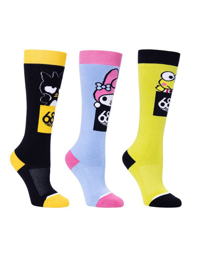 686 x Hello Kitty and Friends 3 pack Snowboard Socks 2024 | KEROPPI/BADTZ/MEL (AST)