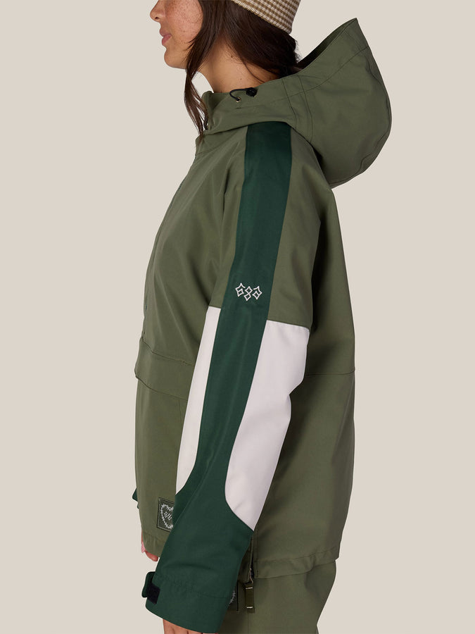 686 Outline Shell Anorak 2027 – Women's Shell Jacket | FATIGUE GREEN COLORBLCK (FTGB)