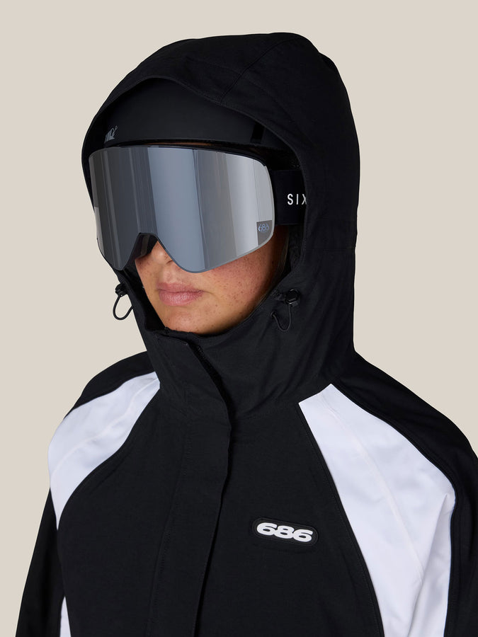 686 Hologram 2027 – Women's Shell Jacket | BLACK WHITE COLORBLOCK (BWTB)