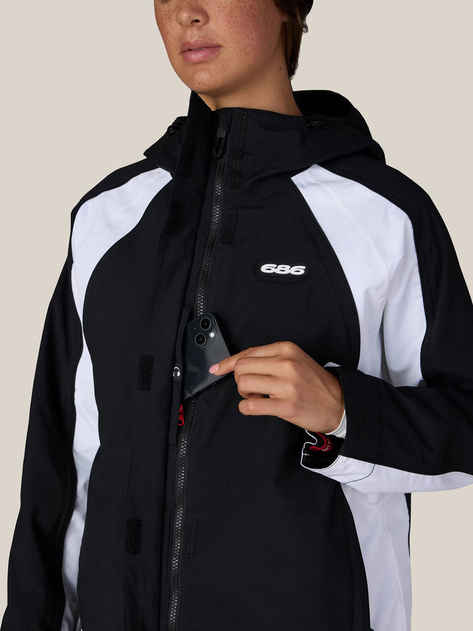 686 Hologram 2027 – Women's Shell Jacket | BLACK WHITE COLORBLOCK (BWTB)