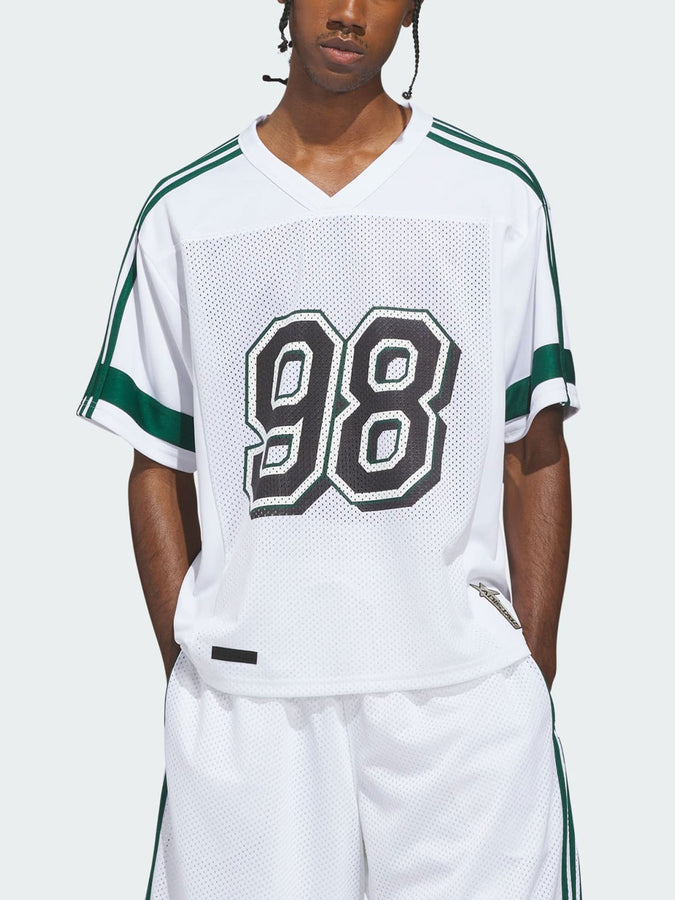 Adidas Skate Tyshawn Football Jersey T-Shirt Spring 2026 | WHITE/ICE GOLD MET/CLG GREEN