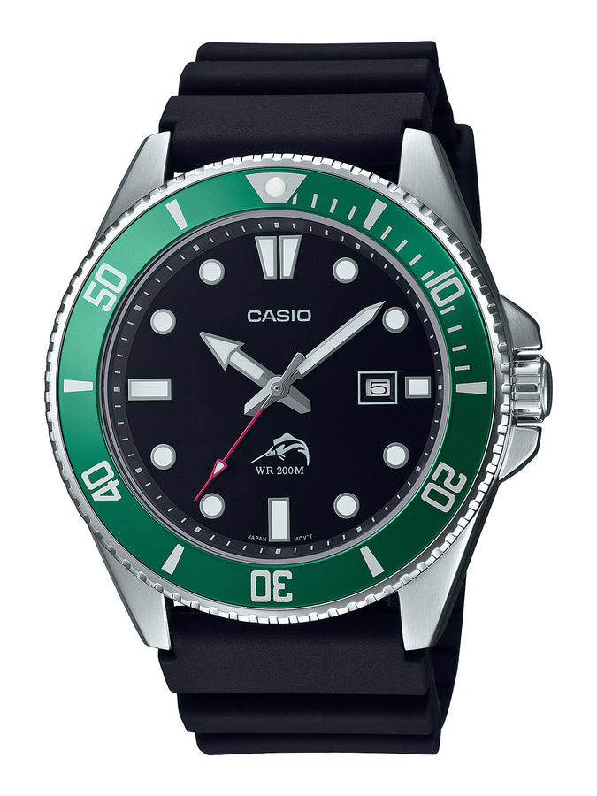 Casio Analog MDV-106B-1A3V Watch | BLACK/GREEN