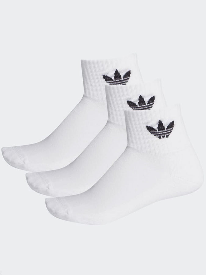 Adidas Mid-Cut 3 Pack White/White/Black Socks Spring 2024 | WHITE/WHITE/BLACK
