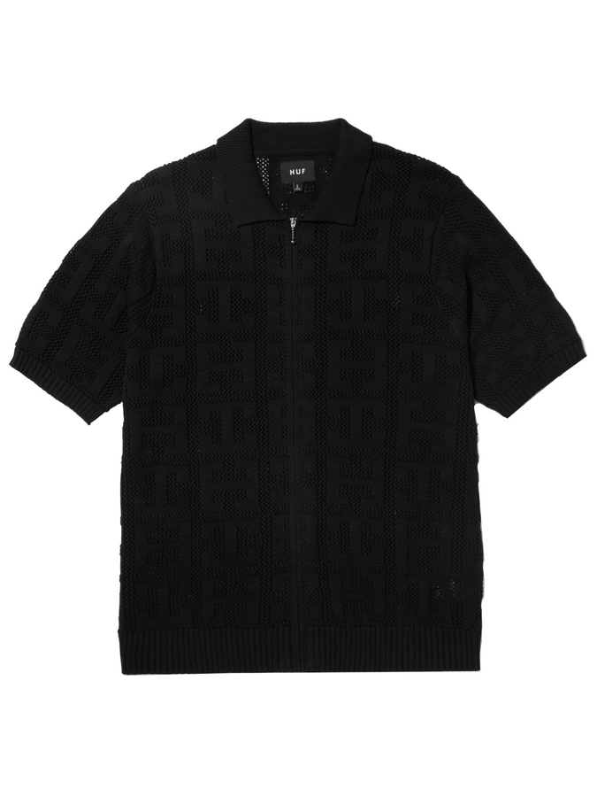 HUF Monogram Jacquard Zip Sweater Spring 2024 | BLACK
