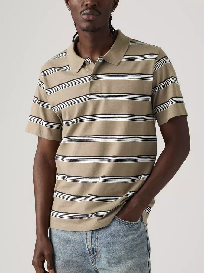 Levis Merrit Jersey Stew Stripe V2 Brindle Polo Fall 2026 | BRINDLE JET BLACK (0035)