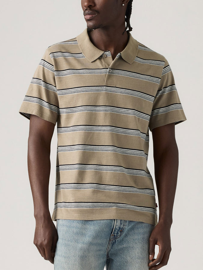 Levis Merrit Jersey Stew Stripe V2 Brindle Polo Fall 2026 | BRINDLE JET BLACK (0035)