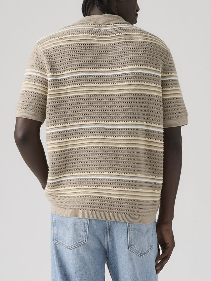 Levis Laguna Sweater Terrace Stripe Khaki Polo Spring 2026 | VINTAGE KHAKI (0001)