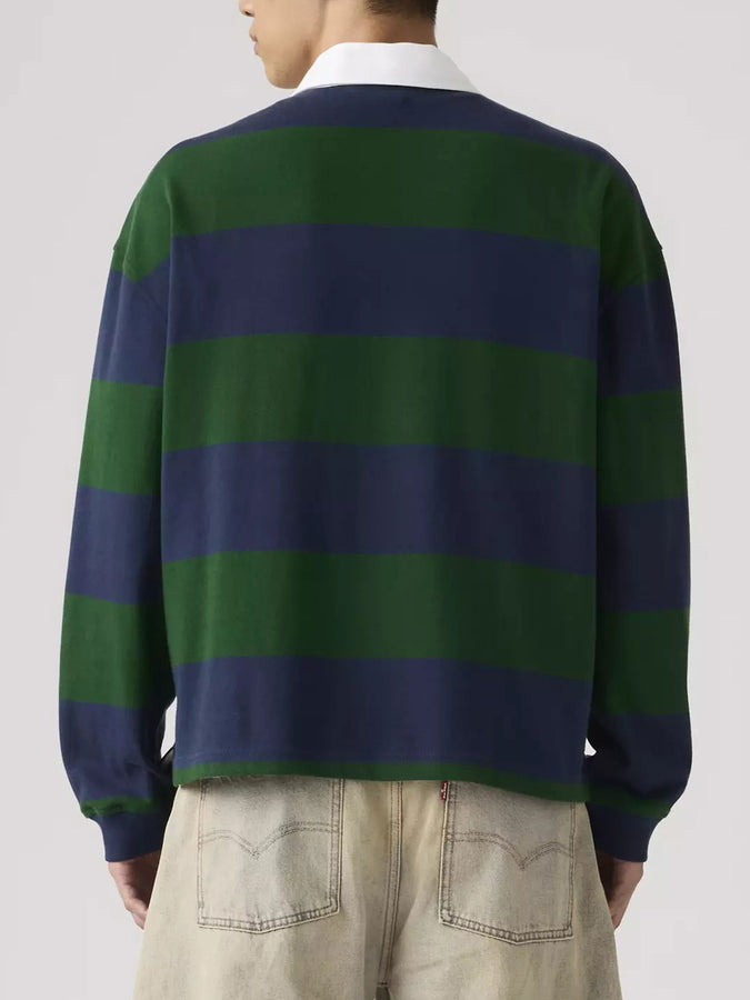 Levis Hudson Boxy Rugby Ronan Stripe Navy Blazer Long Sleeve Polo Shirt Spring 2026 | NAVY BLAZER (0001)