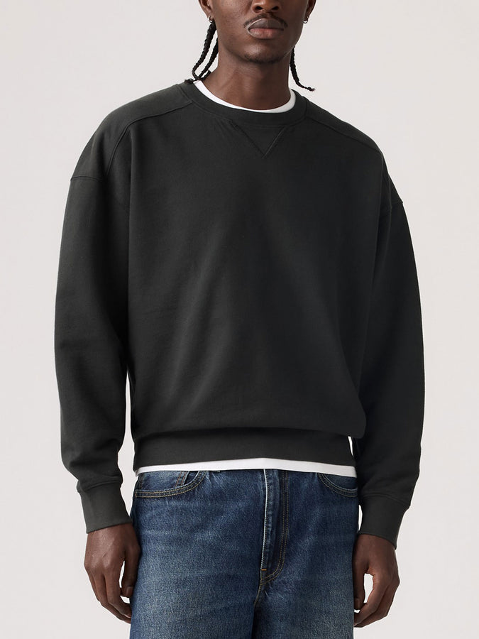 Levis Delany Garment Dye Black Crewneck Sweatshirt Spring 2026 | JET BLACK (0001)