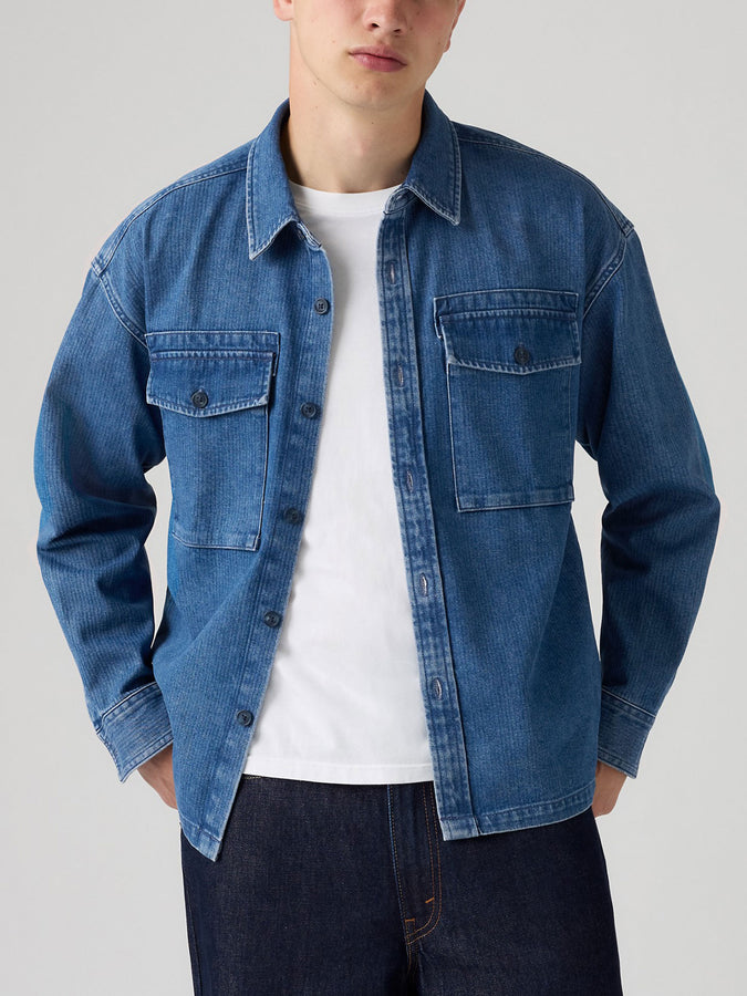 Levis Waller Relaxed Indigo Buttondown Shirt Fall 2026 | INDIGO HERRINGBONE (0008)
