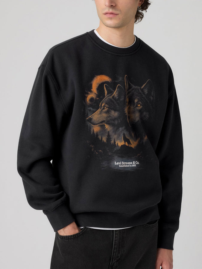 Levis Relaxed Graphic Wolf Blck Crewneck Sweatshirt Fall 2026 | JET BLACK (0527)