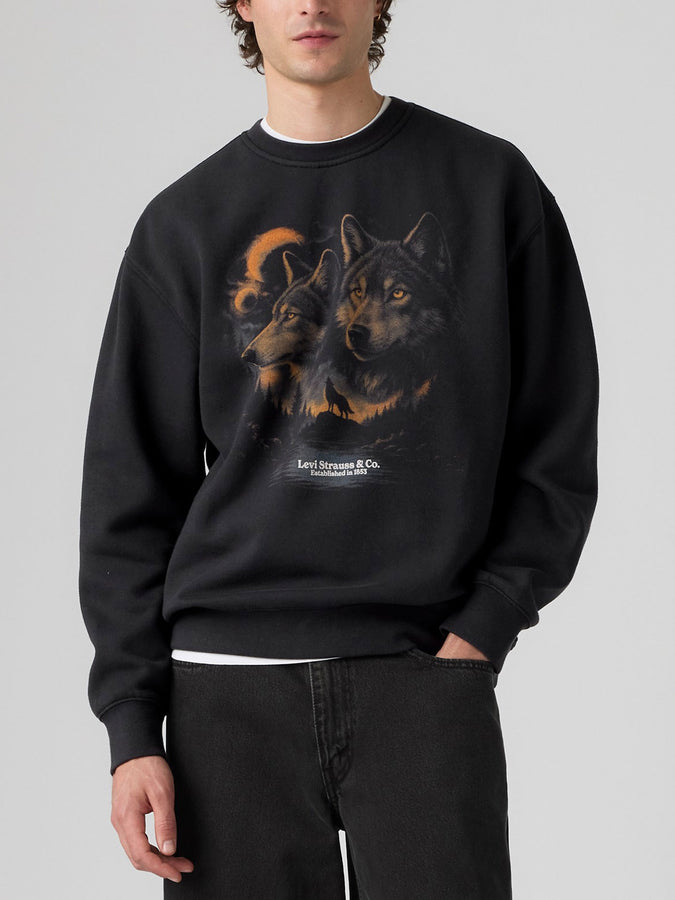 Levis Relaxed Graphic Wolf Blck Crewneck Sweatshirt Fall 2026 | JET BLACK (0527)