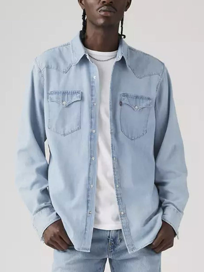 Levis Classic Western Standard Stone Wash Long Sleeve Buttondown Shirt Spring 2026 | FRANKLIN STONE WASH (0074)