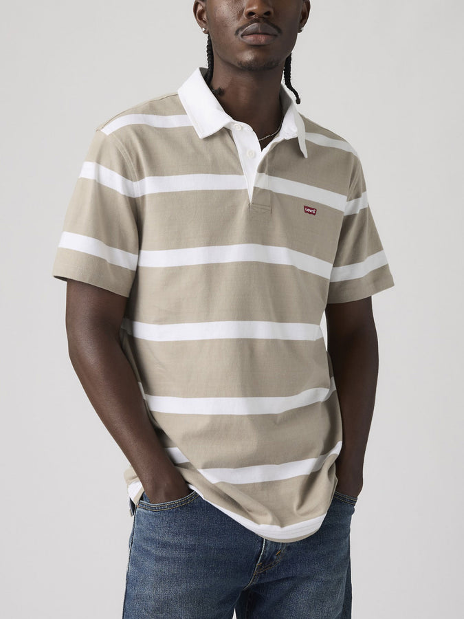 Levis Classic Rugby Geoff Stripe Vintage Khaki Polo Spring 26 | VINTAGE KHAKI (0007)