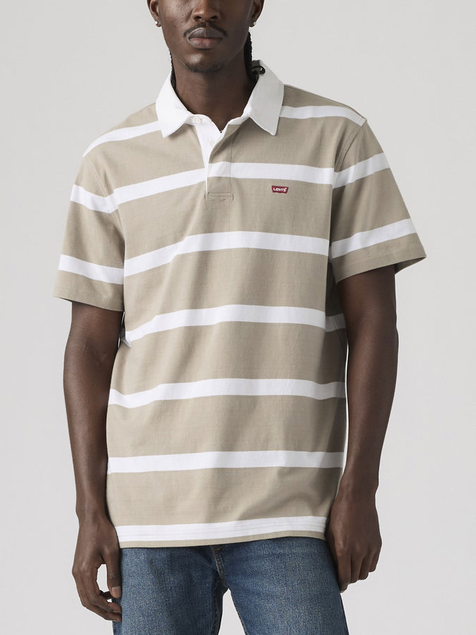 Levis Classic Rugby Geoff Stripe Vintage Khaki Polo Spring 26 | VINTAGE KHAKI (0007)