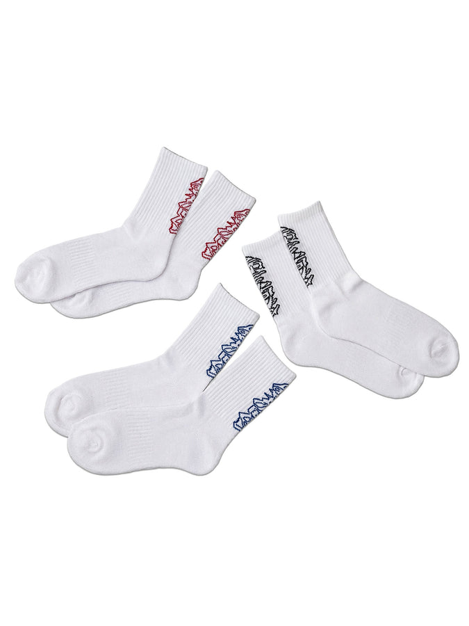 Frosted Skateboards Logo Mid 3 Packs Socks | WHITE/ASSORTED