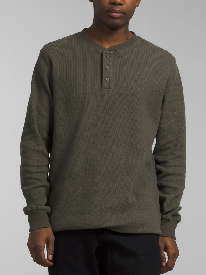 The North Face Waffle Henley Long Sleeve T-Shirt Fall 2023 | NEW TAUPE GREEN (21L)