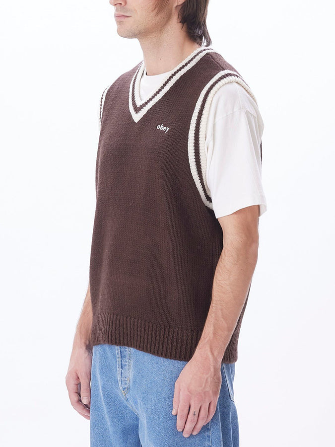 Obey Alden Sweater Vest Fall 2023 | JAVA BROWN (JVA)