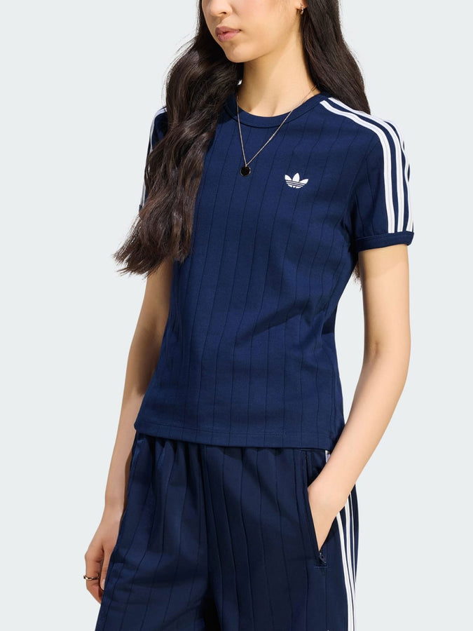 Adidas Pinstripe Indigo T-Shirt Fall 2026 | INDIGO