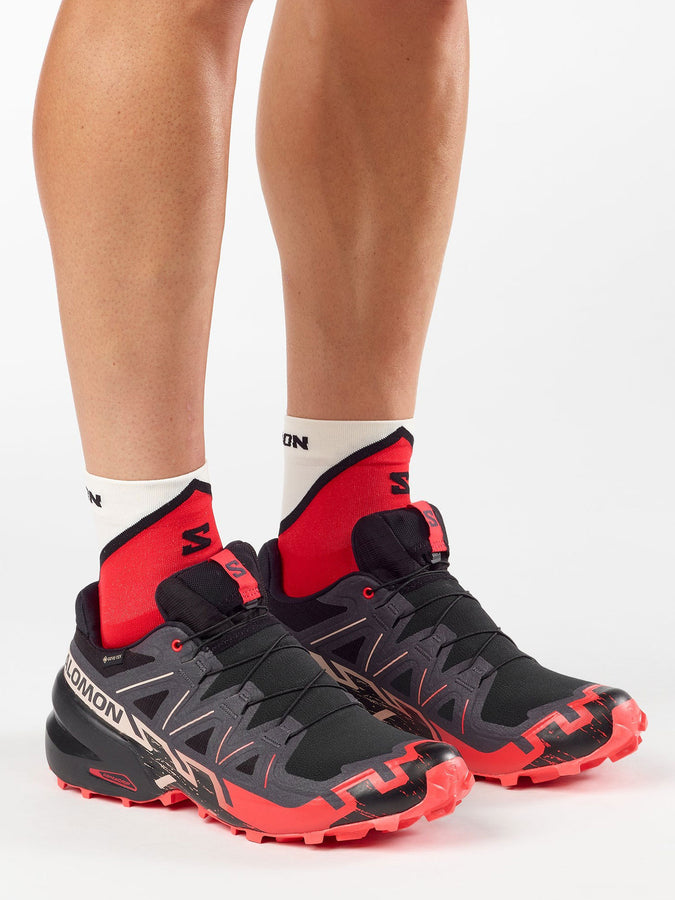 Salomon Speedcross 6 GTX Black/Fiery Red/Almond Milk Shoes | BLACK/FIERY RED/ALMOND MILK