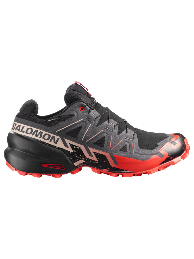 Salomon Speedcross 6 GTX Black/Fiery Red/Almond Milk Shoes | BLACK/FIERY RED/ALMOND MILK