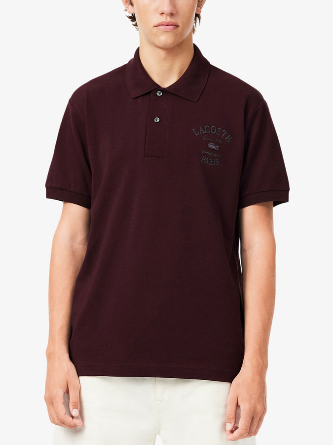 Lacoste Classic Fit Embroidered Petit Piqué Polo Fall 2026 | DARK BURGUNDY (3KE)