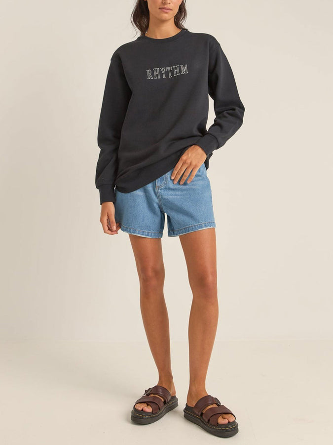 Rhythm Flagship Boyfriend Crewneck Sweatshirt Fall 2026 | BLACK